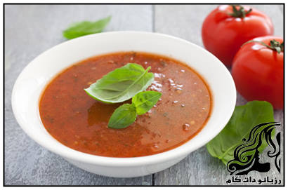 آموزش تهیه سوپ گوجه فرنگی و ریحان